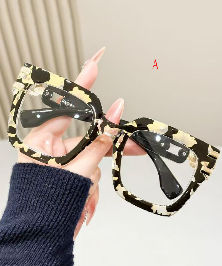 Unisex Full Frame Reading Glasses Large Frame Fashion Print 0