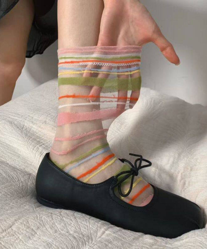 Unisex Mid-Calf Socks Striped Casual Style 0