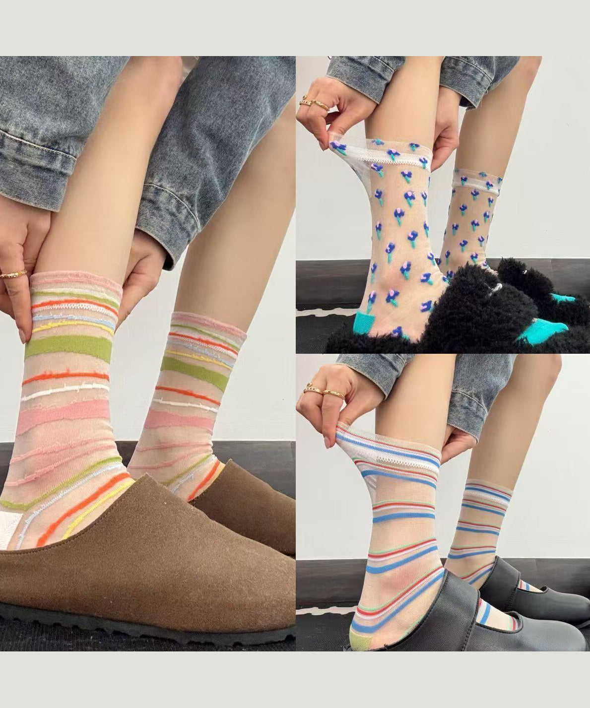Unisex Mid-Calf Socks Striped Casual Style 4