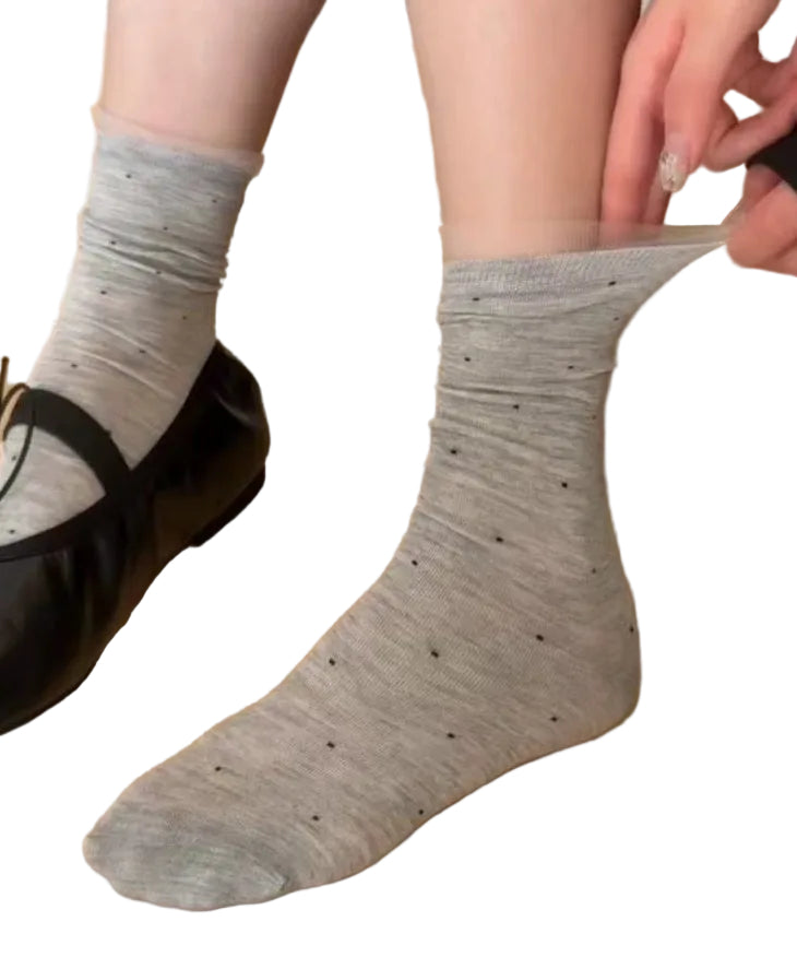 Unisex Mid Calf Socks Dot Patchwork Design 0
