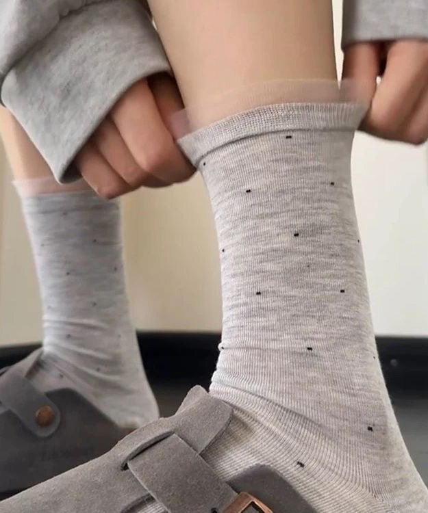 Unisex Mid Calf Socks Dot Patchwork Design 3