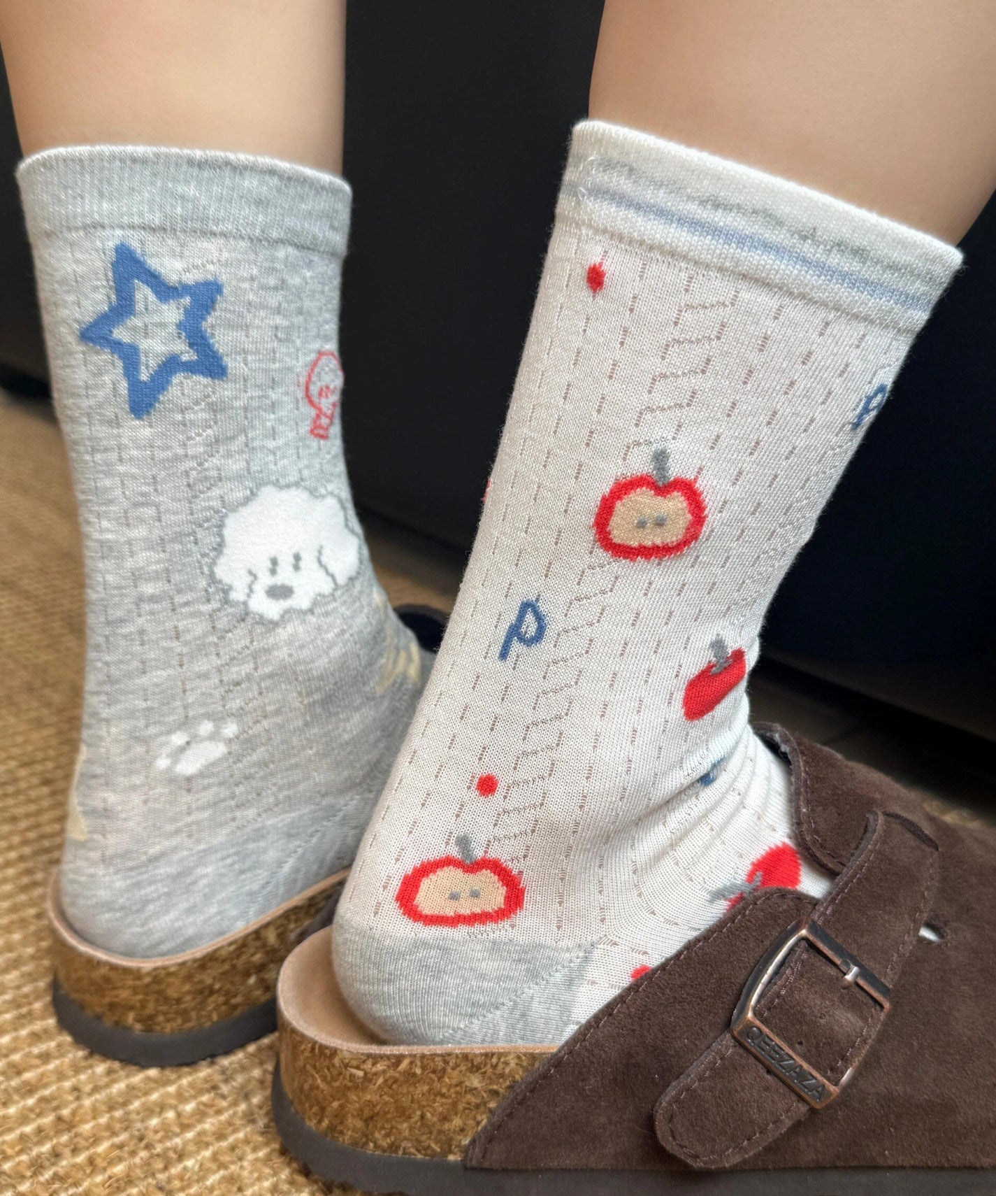 Unisex Mid Calf Socks Jacquard Pattern 0