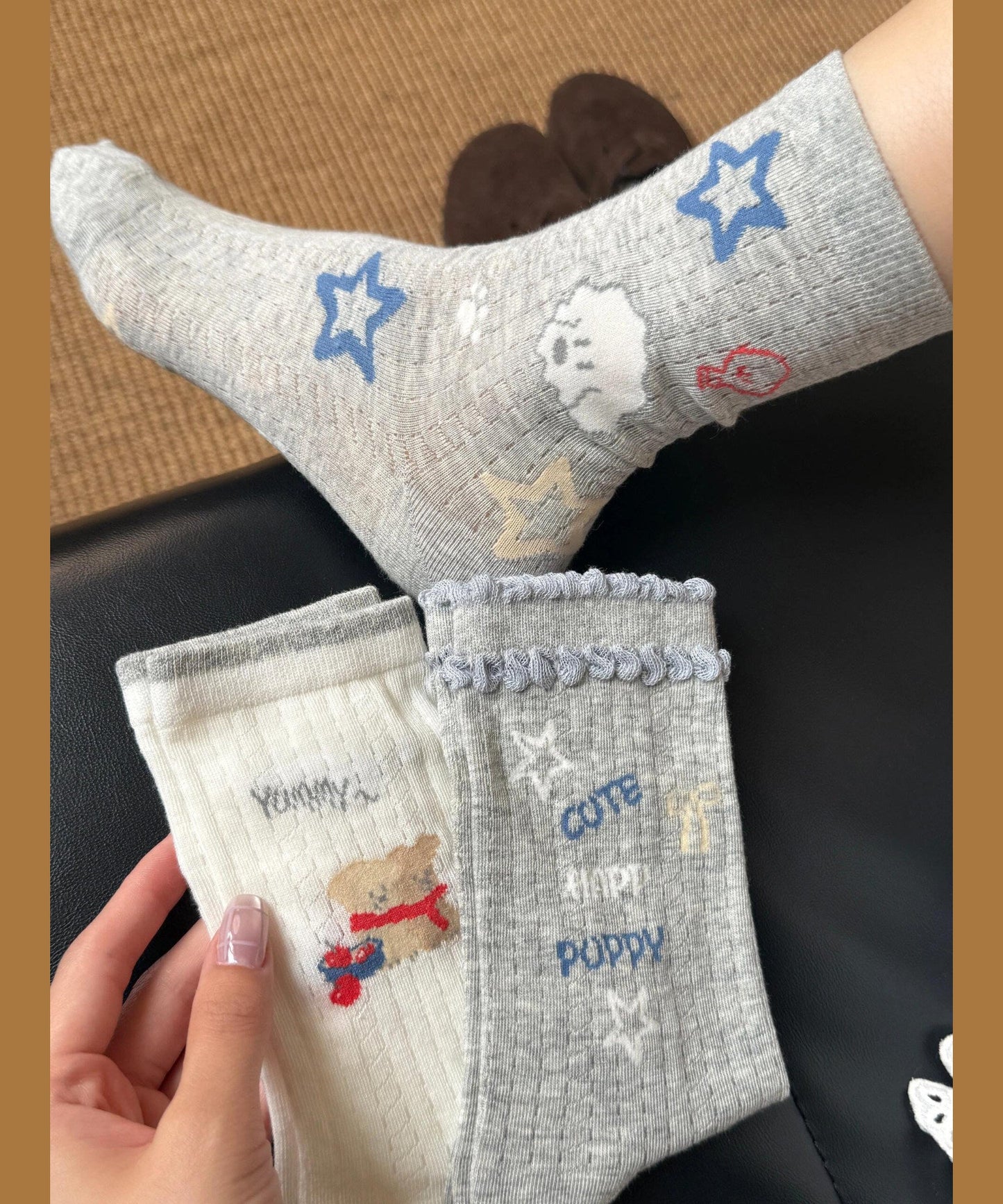Unisex Mid Calf Socks Jacquard Pattern 1
