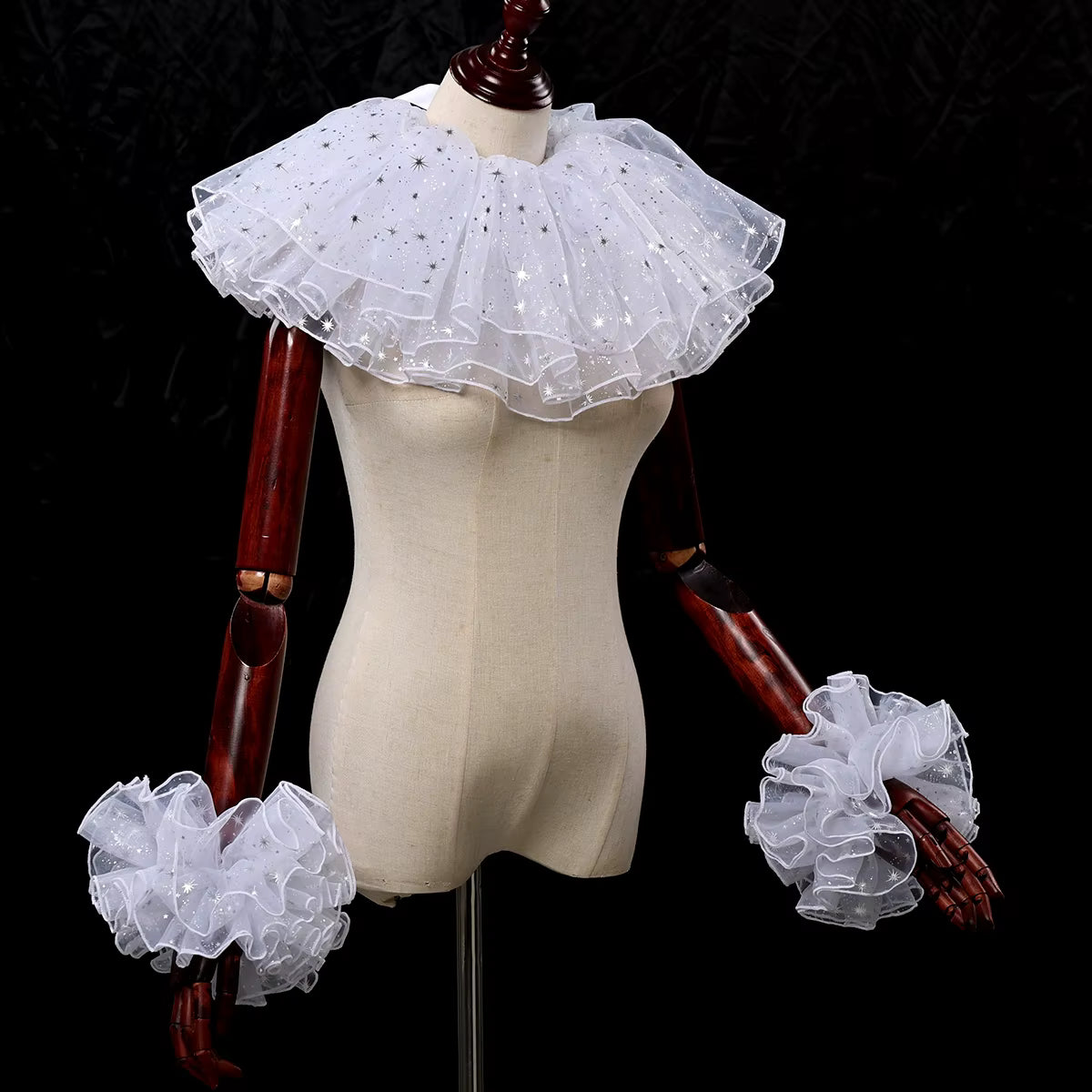 Unisex Ruffled Collar and Wrist Bands Cosplay Set 0