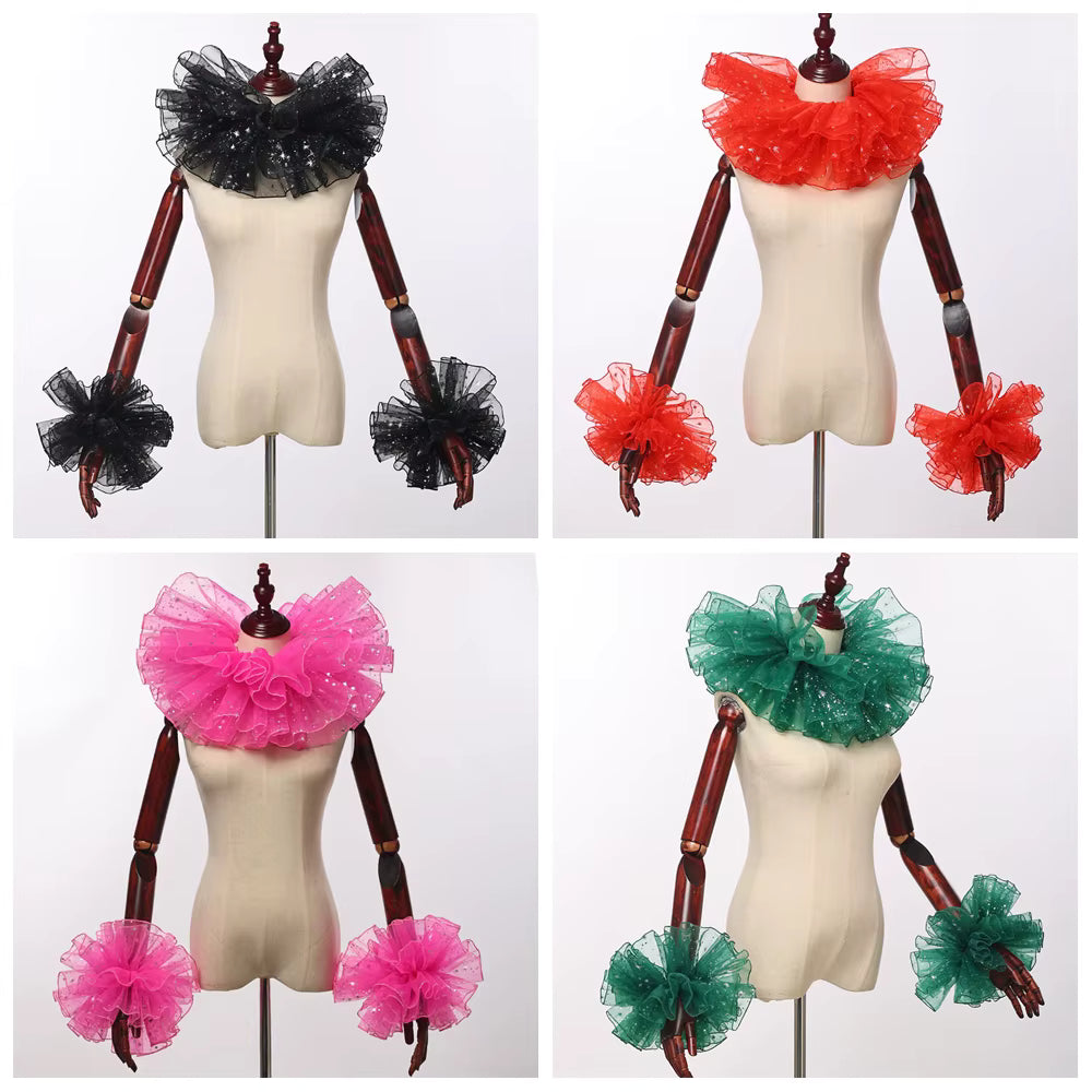 Unisex Ruffled Collar and Wrist Bands Cosplay Set 3