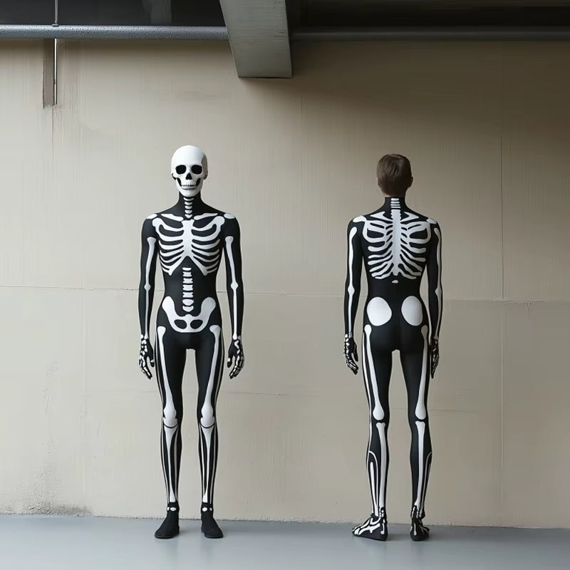 Unisex Skeleton Jumpsuit with Mask Steampunk Style Costume 0