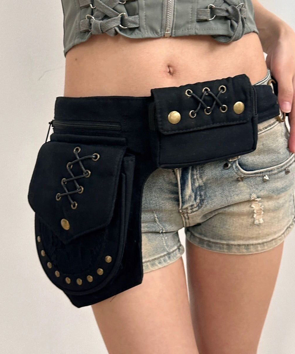 Unisex Waist Bag Retro Style with Rivet Detail 1