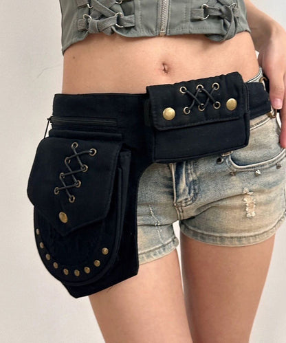 Unisex Waist Bag Retro Style with Rivet Detail 1