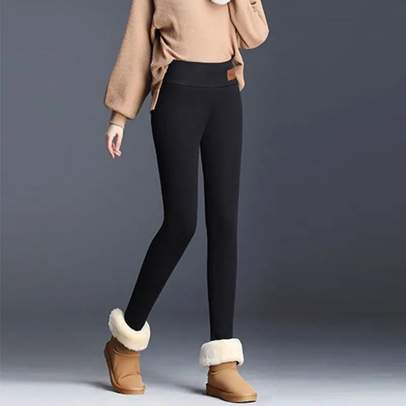 Velvet-lined fleece women's winter leggings