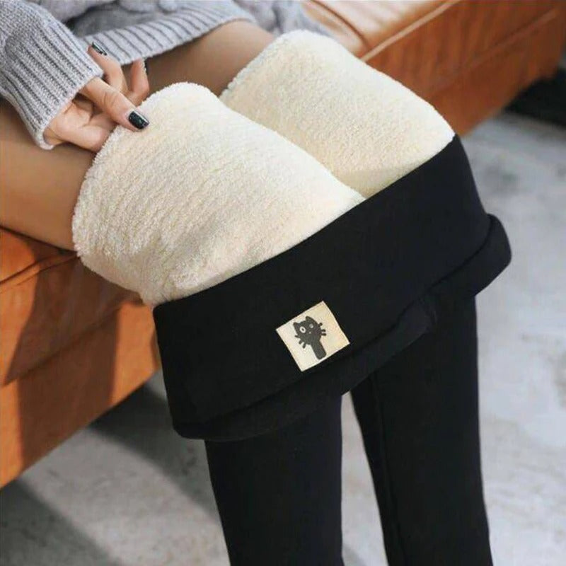Velvet-lined fleece women's winter leggings