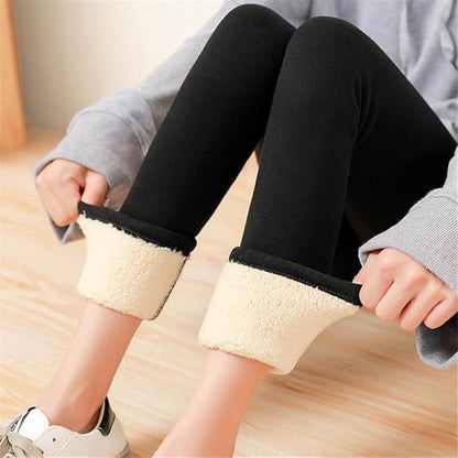 Velvet-lined fleece women's winter leggings