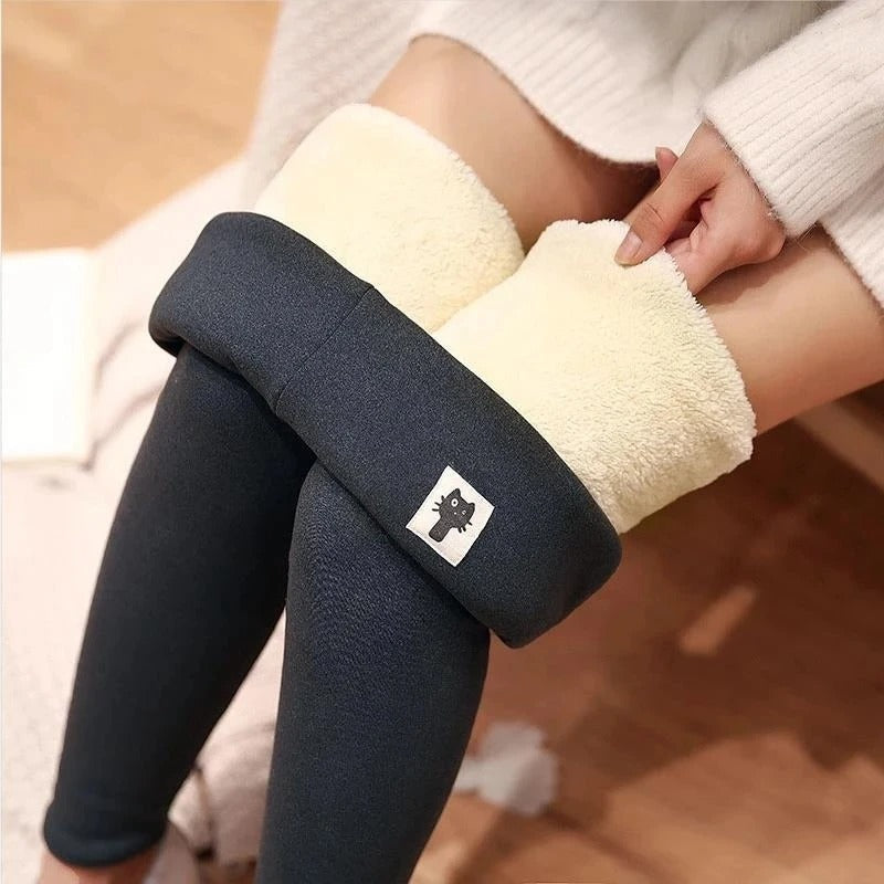 Velvet-lined fleece women's winter leggings