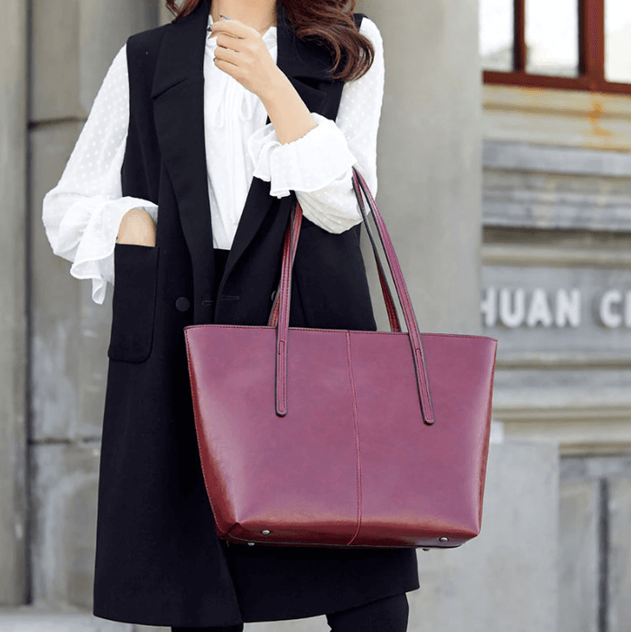 Vintage Oil Wax Leather Tote Bag