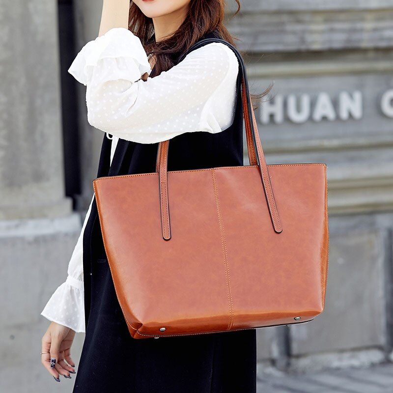 Vintage Oil Wax Leather Tote Bag