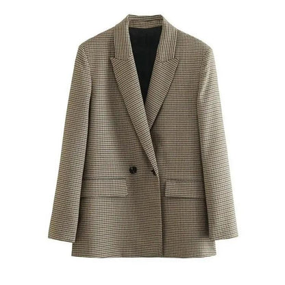 Vintage checked blazer jacket for women