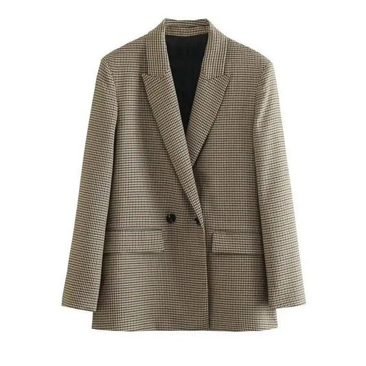 Vintage checked blazer jacket for women