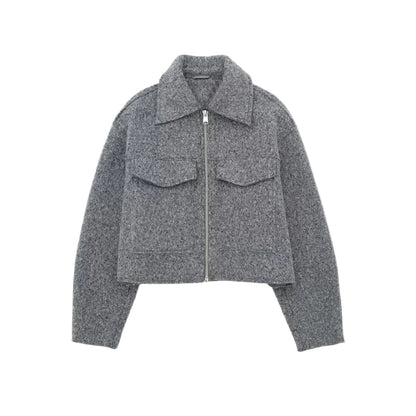 Women's Cropped Jacket With Structured Design