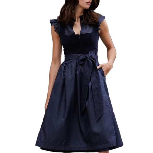 Women's Dirndlkleid navy blue with Schürze