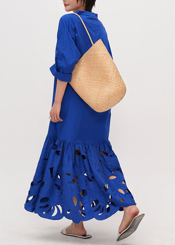 Women's Maxi Dress Crocheted Cotton with Half Sleeves