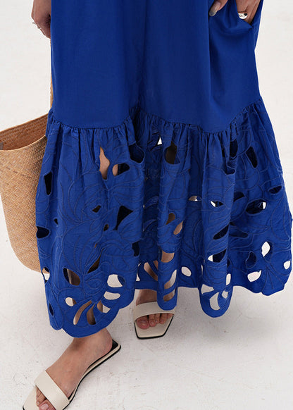 Women's Maxi Dress Crocheted Cotton with Half Sleeves