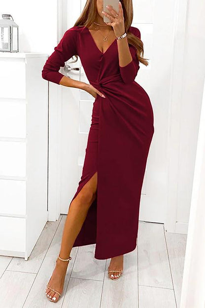 Women's Maxi Dress Wrapped with V-neckline