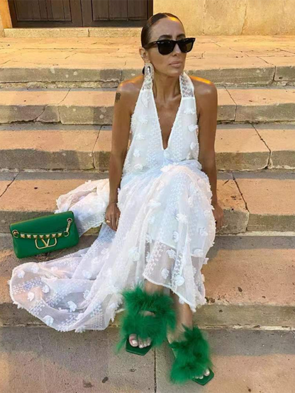 Women's Maxi Dress Halter Floral Print