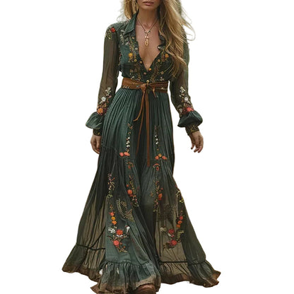 Women's Maxi Dress Boho Style with Long Sleeves