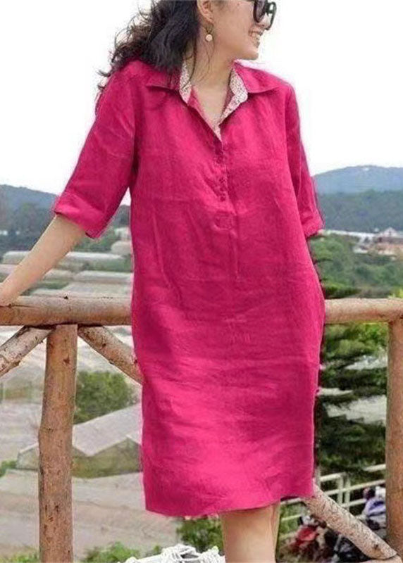 Women's Mid Dress with Peter Pan Collar and Patchwork