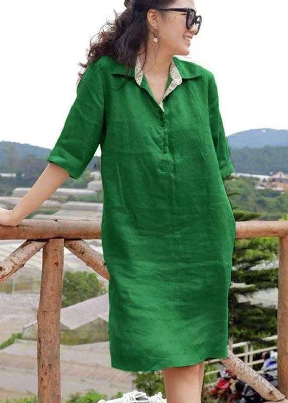 Women's Mid Dress with Peter Pan Collar and Patchwork