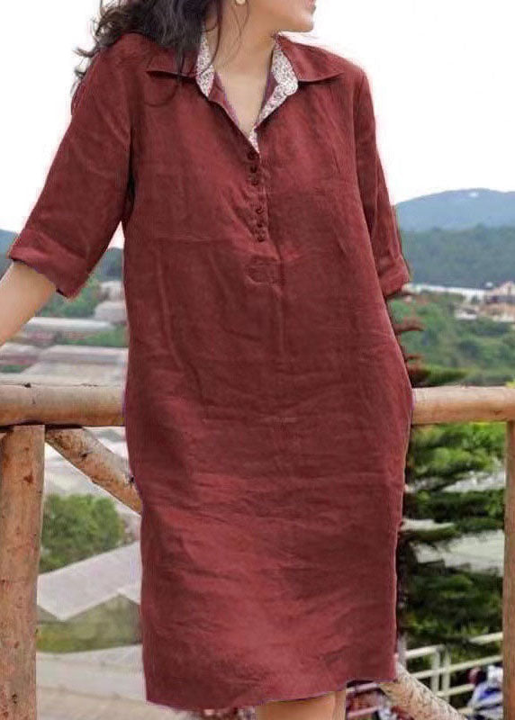 Women's Mid Dress with Peter Pan Collar and Patchwork