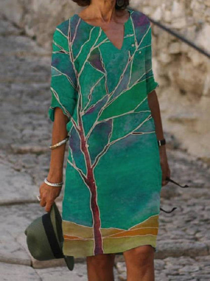 Women's Midi Dress Floral Print Casual Style