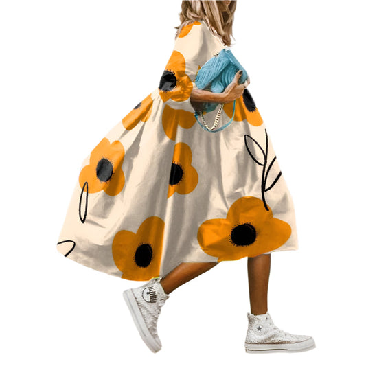 Women's Midi Dress Flowing Style Airy Material