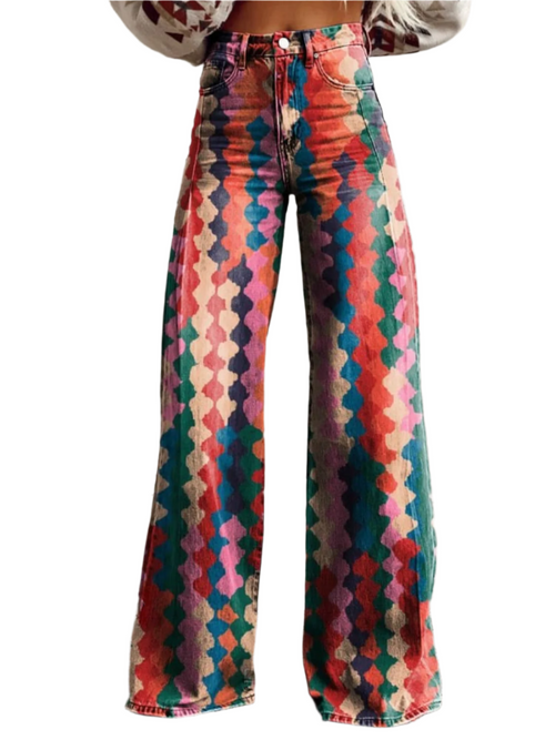 Women's Vintage Wide Trousers With Print