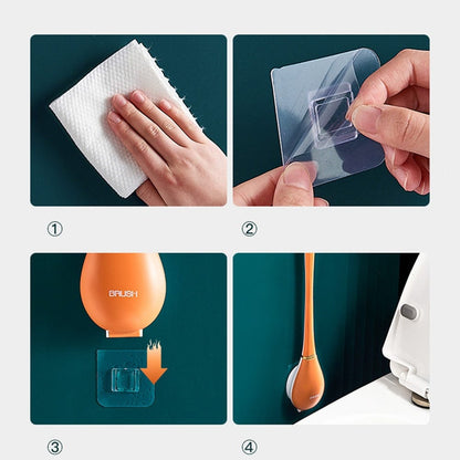 Wall-mounted Toilet brush Silicone Ergonomic Handle