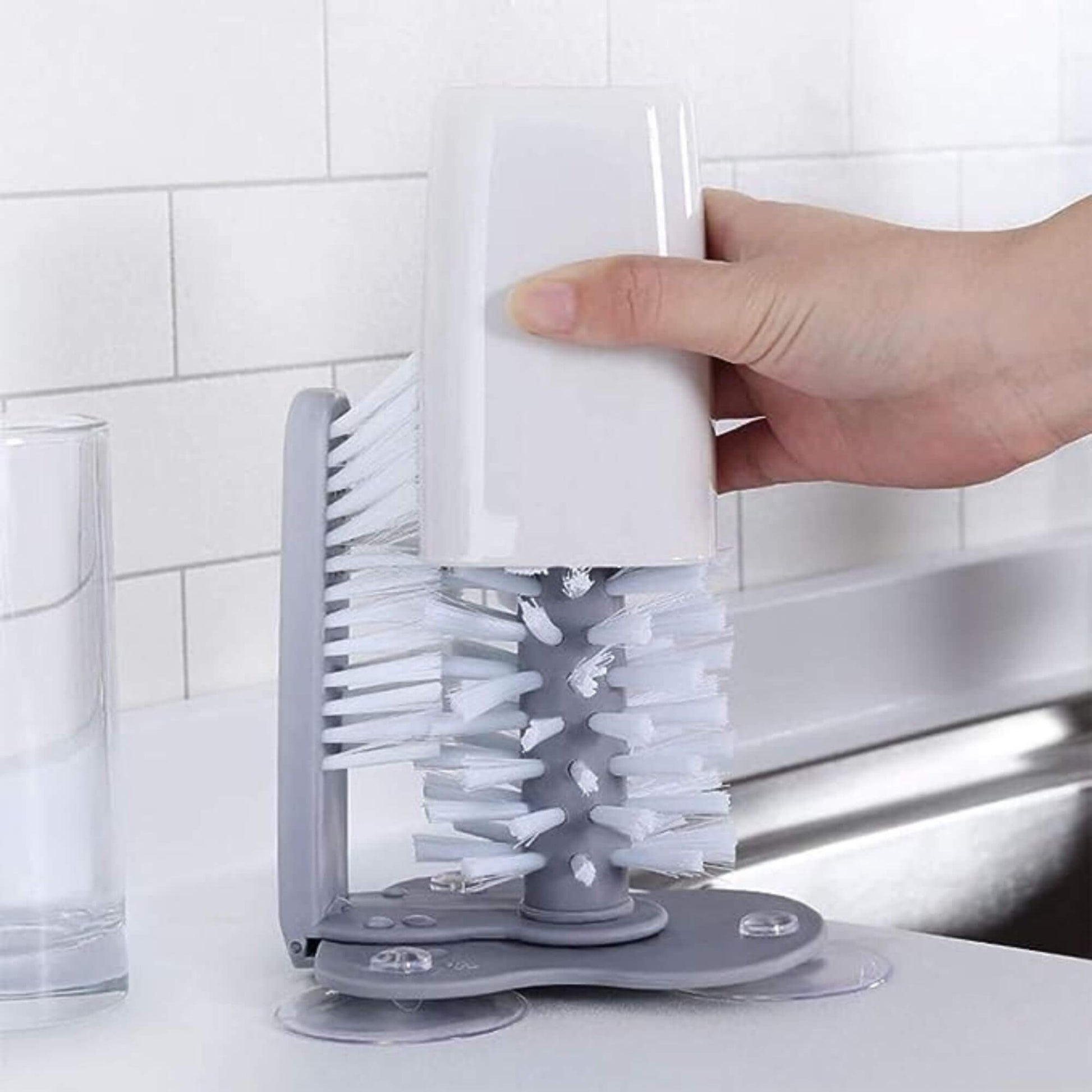 Wall-mounted cup cleaning brush