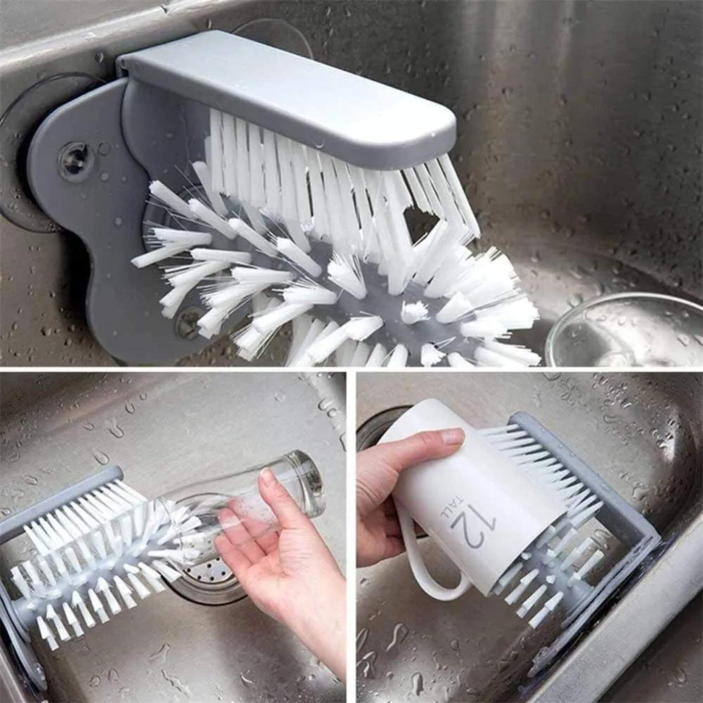 Wall-mounted cup cleaning brush