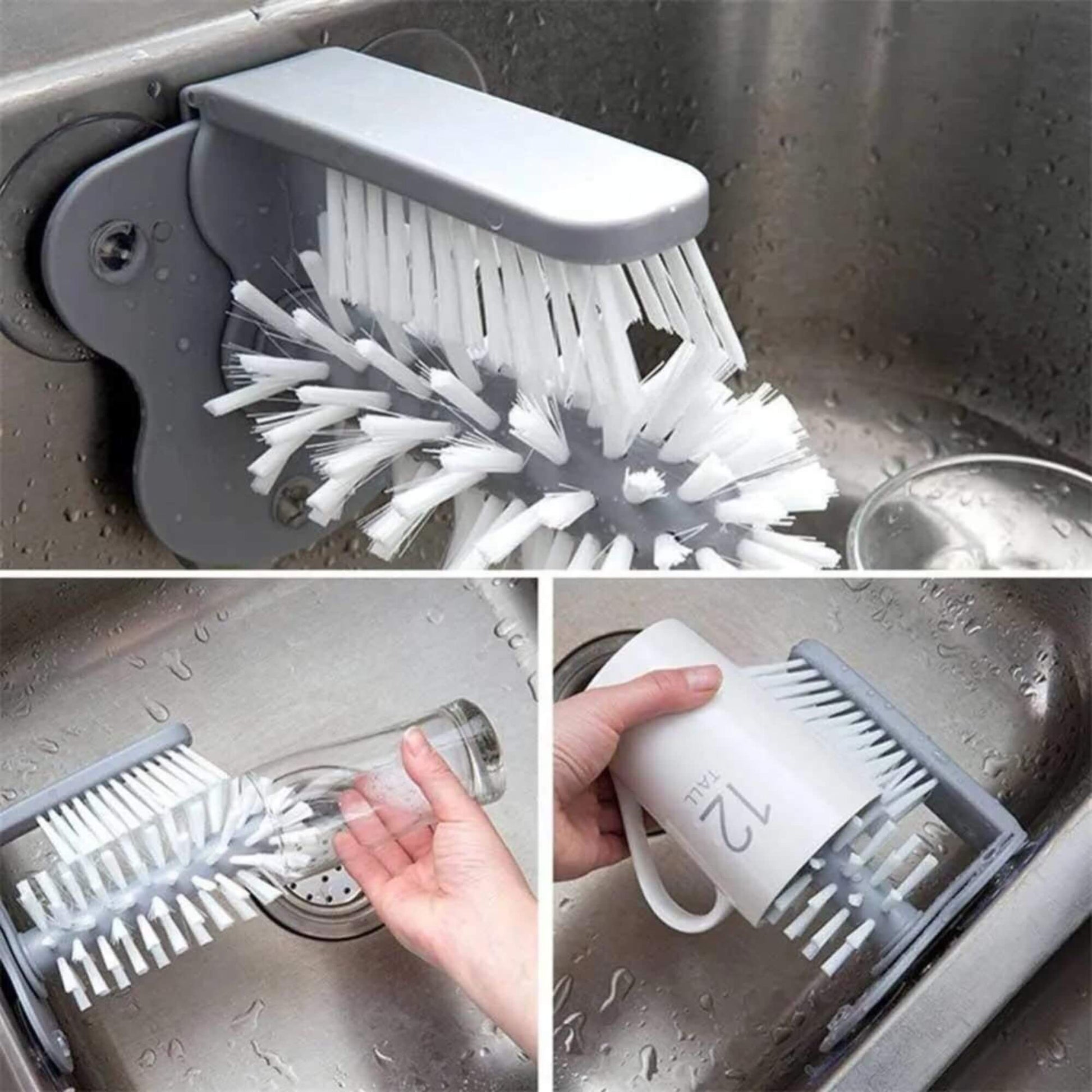 Wall-mounted cup cleaning brush