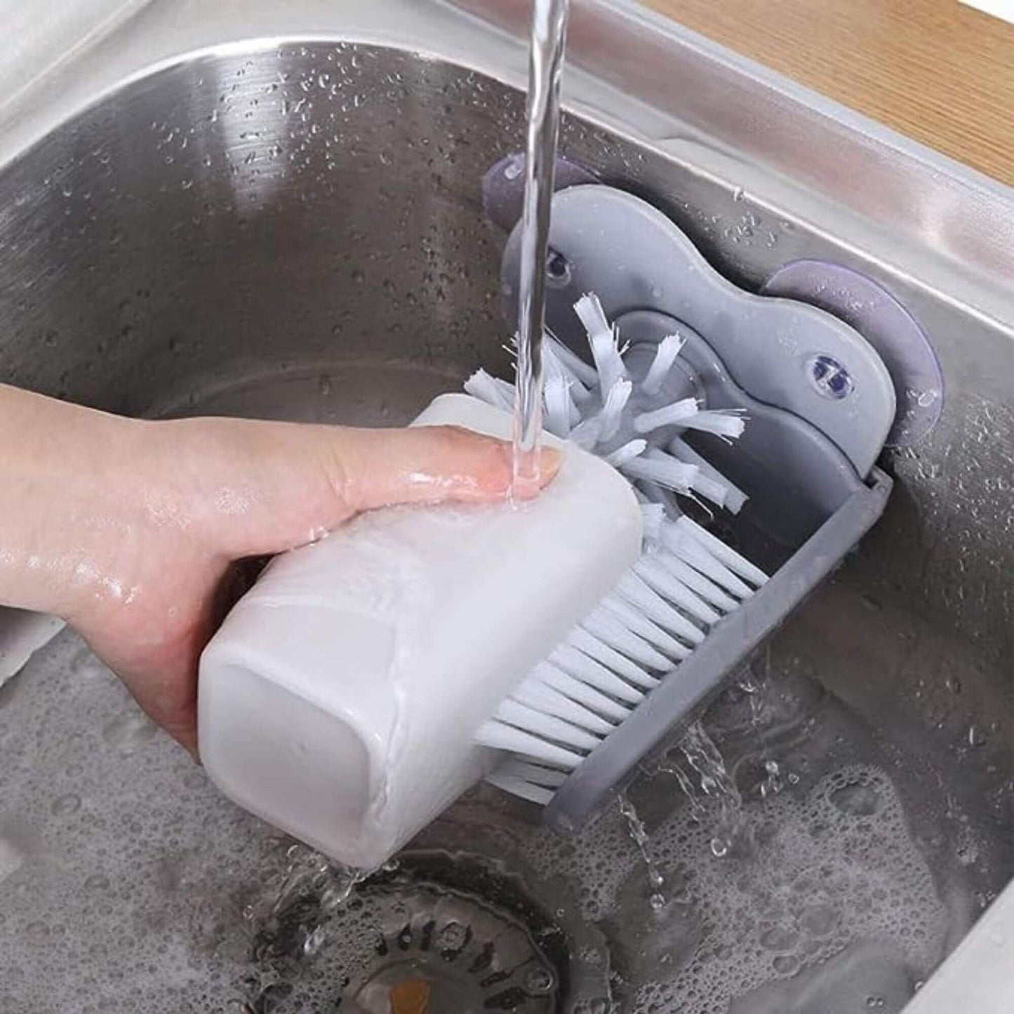 Wall-mounted cup cleaning brush