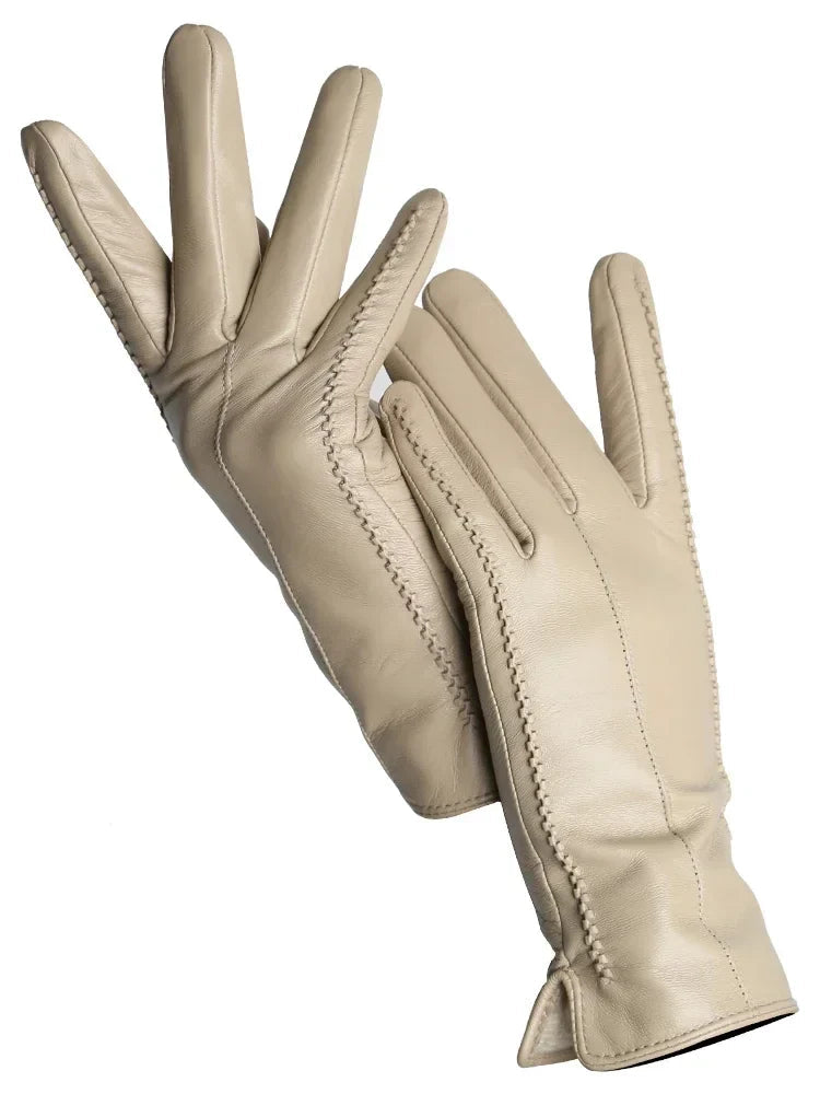 Warm Ladies Gloves Stylish Faux Leather with Soft Lining