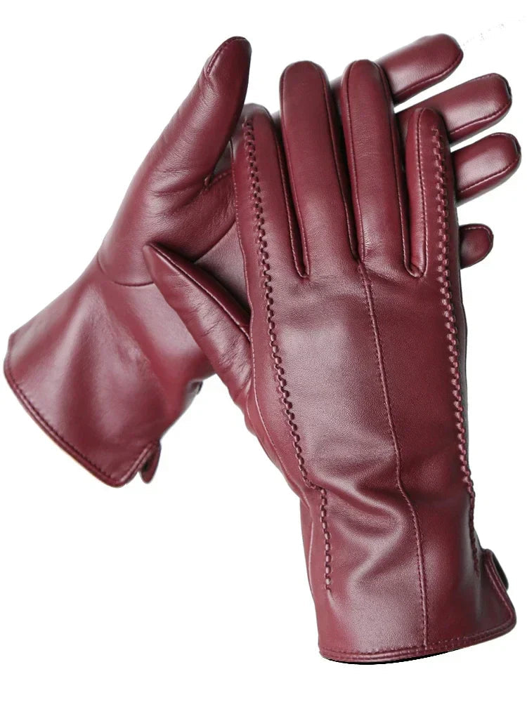 Warm Ladies Gloves Stylish Faux Leather with Soft Lining