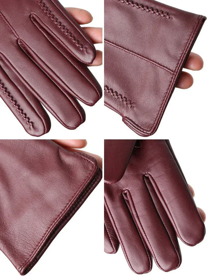 Warm Ladies Gloves Stylish Faux Leather with Soft Lining