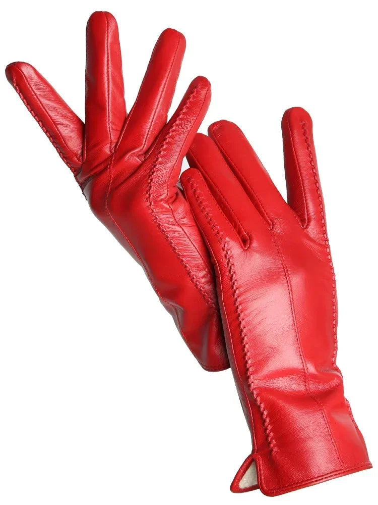 Warm Ladies Gloves Stylish Faux Leather with Soft Lining