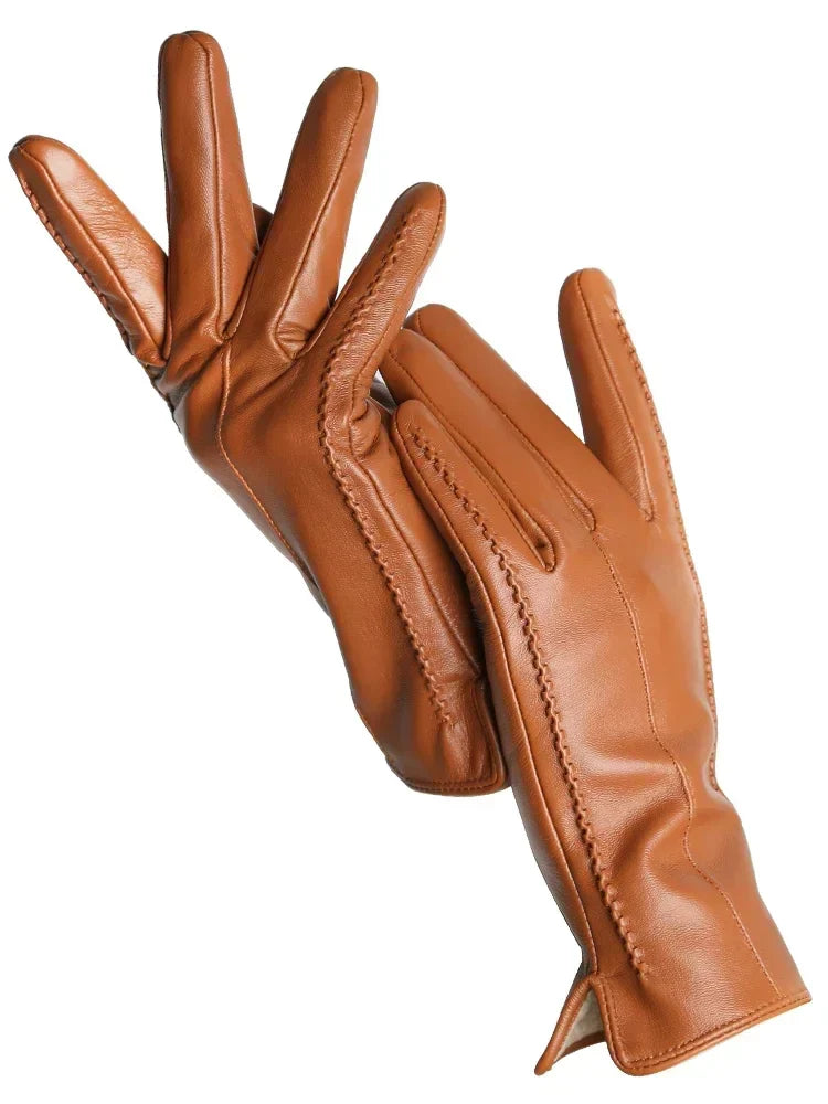 Warm Ladies Gloves Stylish Faux Leather with Soft Lining