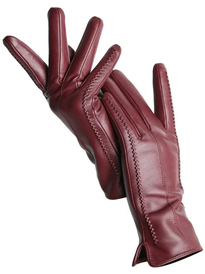 Warm Ladies Gloves Stylish Faux Leather with Soft Lining
