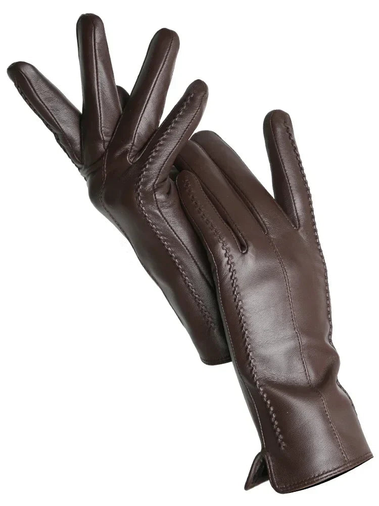 Warm Ladies Gloves Stylish Faux Leather with Soft Lining