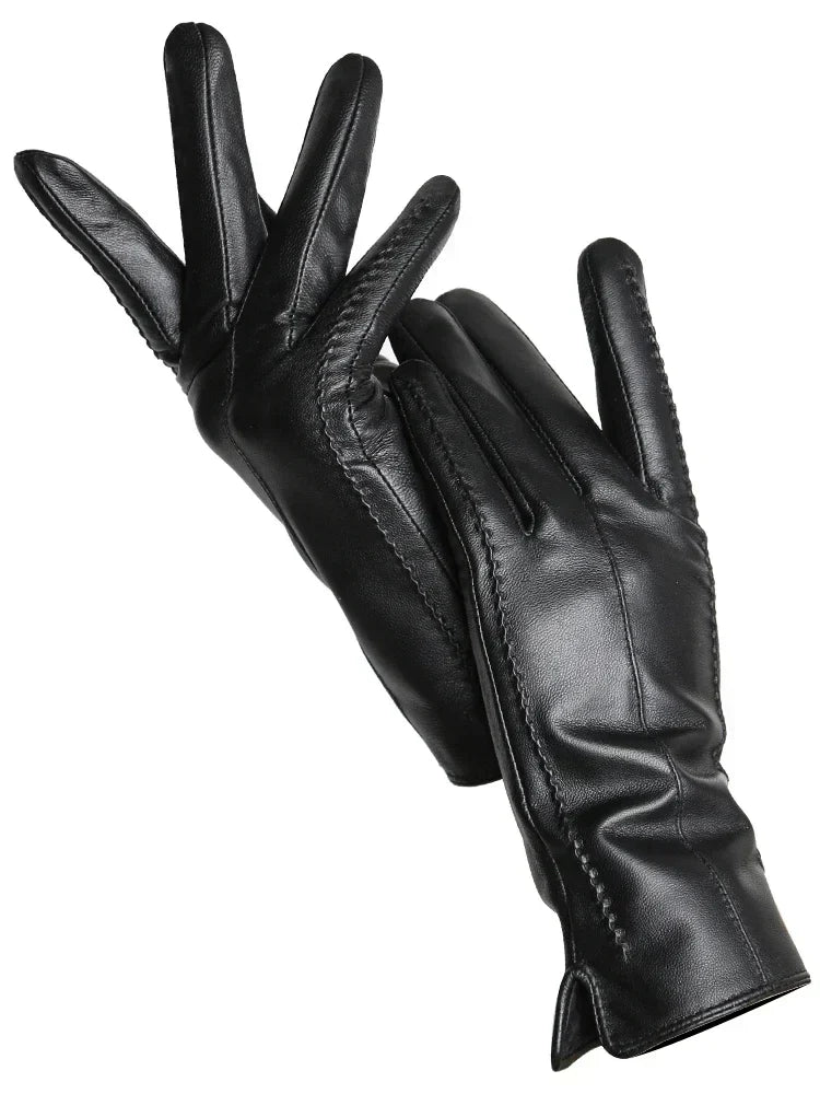 Warm Ladies Gloves Stylish Faux Leather with Soft Lining