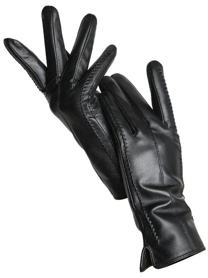 Warm Ladies Gloves Stylish Faux Leather with Soft Lining