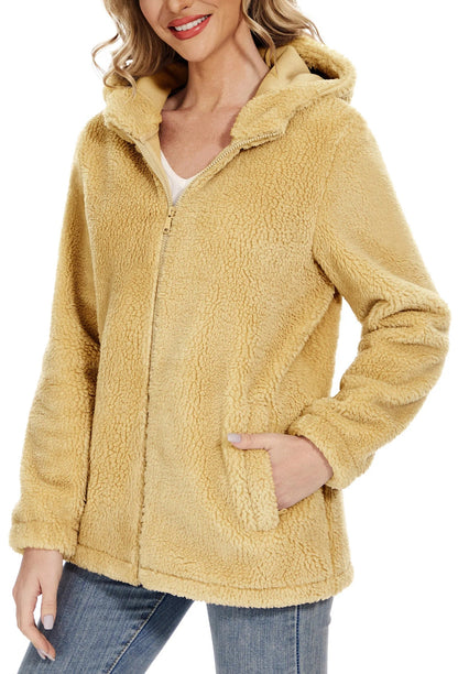 Warm fluffy women's coat