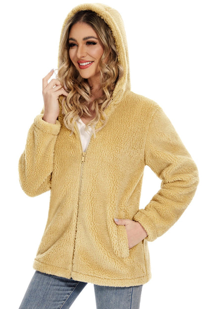 Warm fluffy women's coat