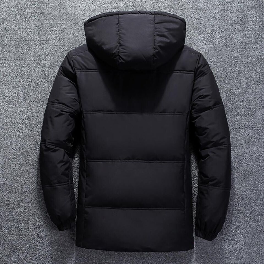 Warm hooded puffer jacket for men